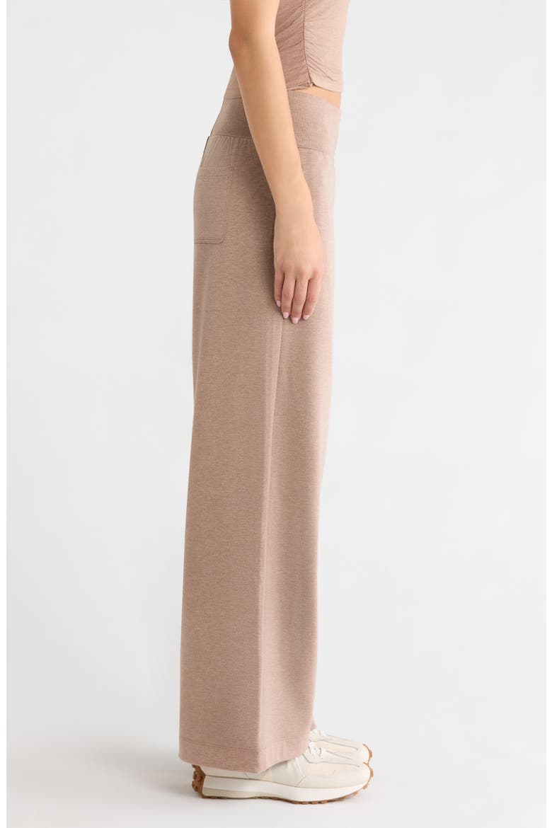 Cozy Fleece Wide Leg Pants, Alternate, color, HTR BROWNIE