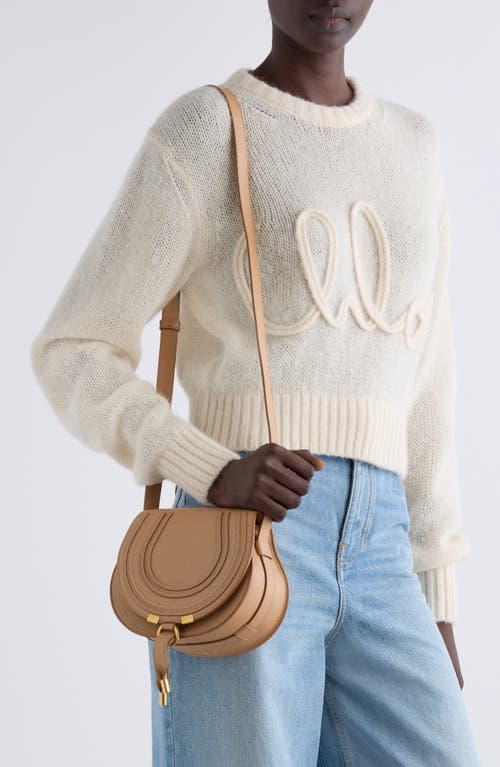 Chloé Small Marcie Leather Crossbody Bag In Light Tan