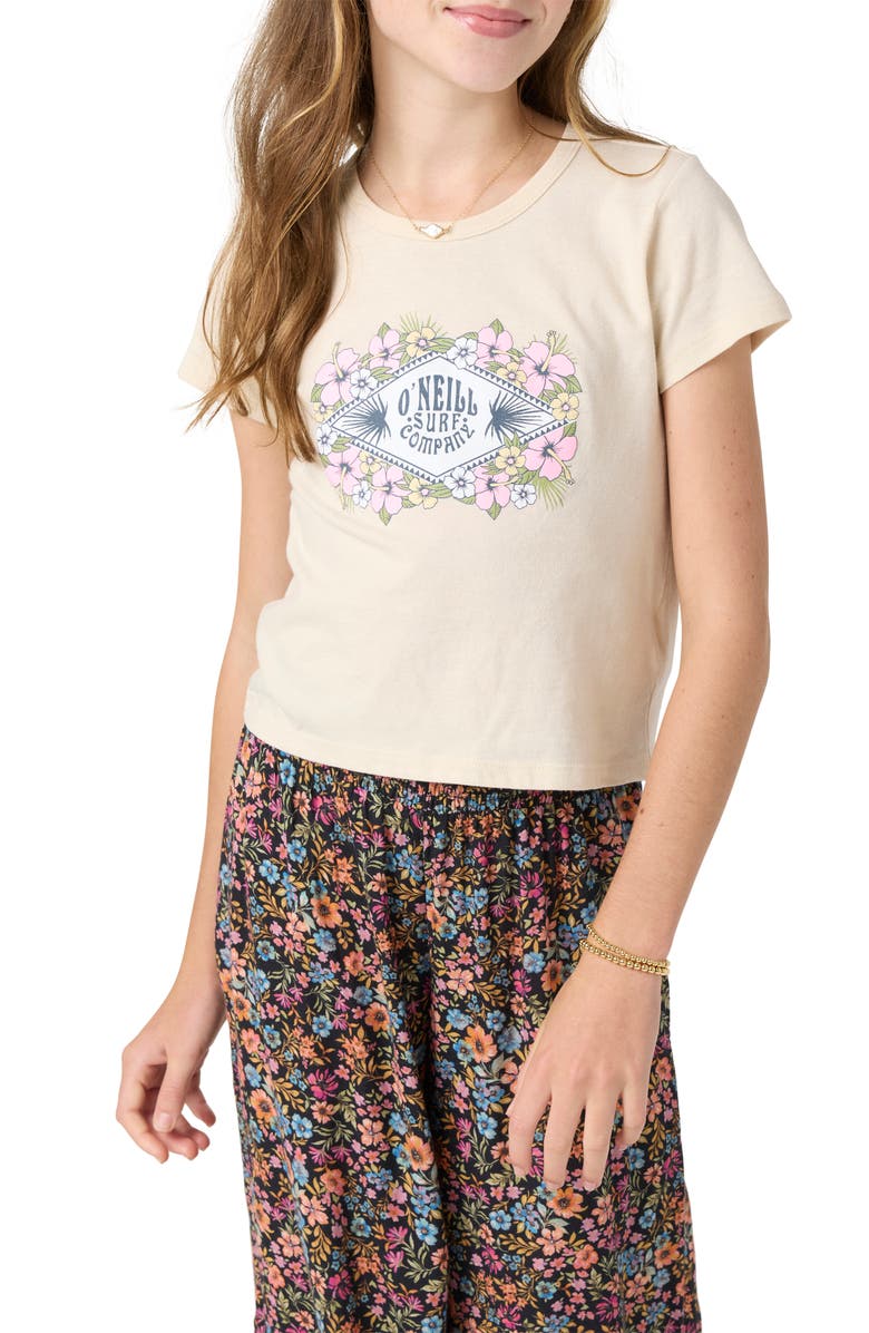 O'Neill Kids' Beachside Hibiscus Graphic T-Shirt, Main, color, 