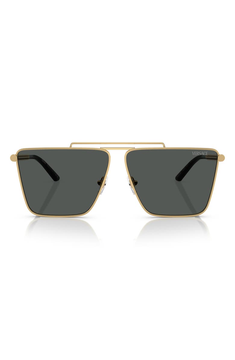 Versace 64mm Oversize Pillow Sunglasses, Main, color, Gold