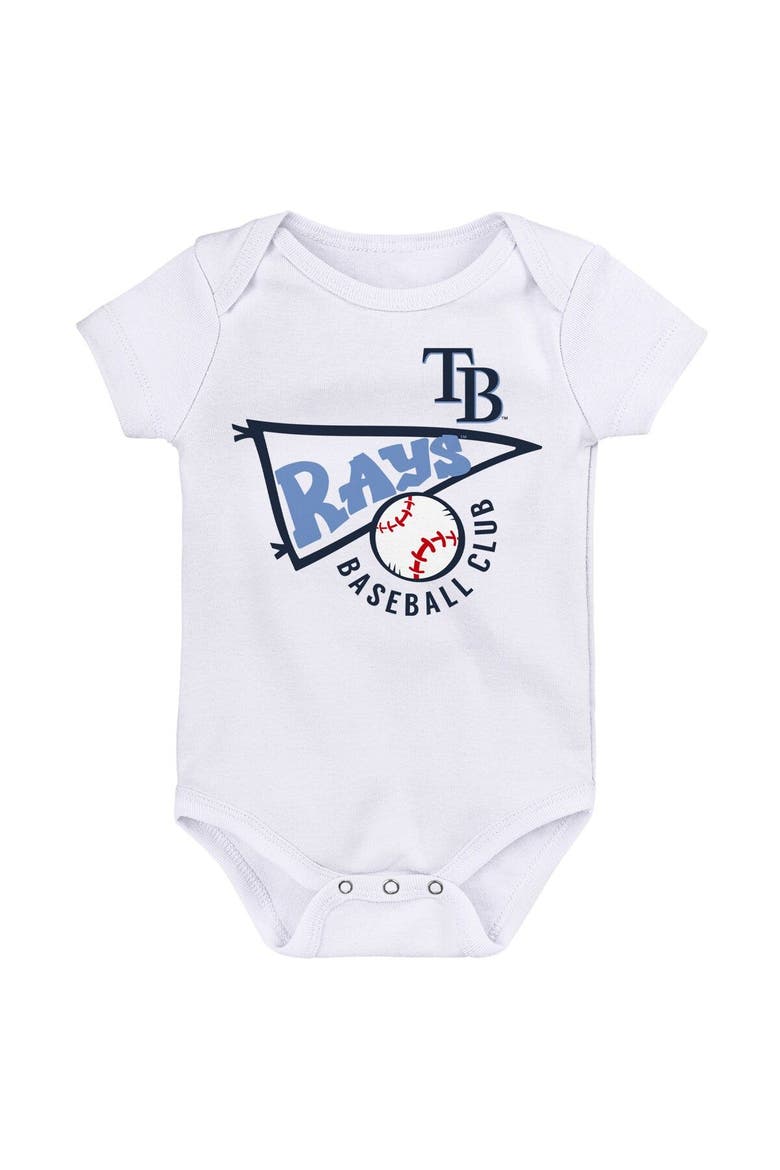 Newborn & Infant Light Blue/White/Heather Gray Tampa Bay Rays Biggest Little Fan 3-Pack Bodysuit Set, Alternate, color, Light Blue