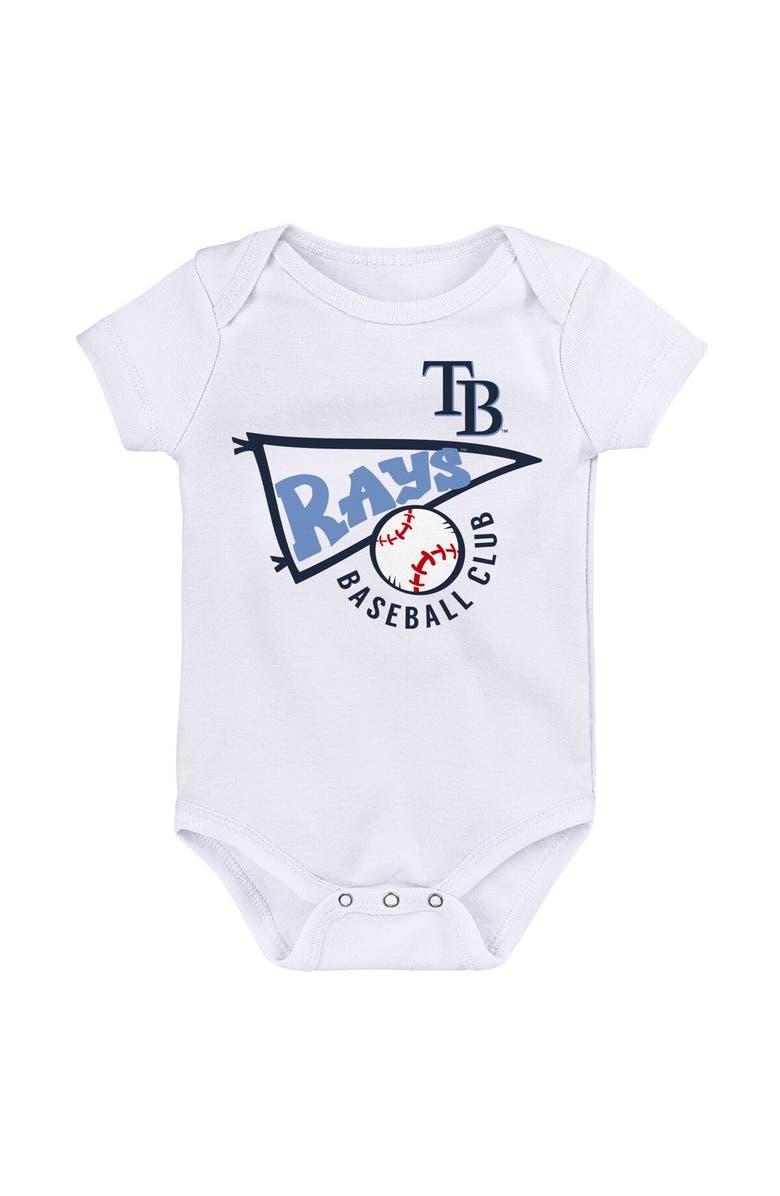 Outerstuff Newborn & Infant Light Blue/White/Heather Gray Tampa Bay Rays Biggest Little Fan 3-Pack Bodysuit Set, Alternate, color, 