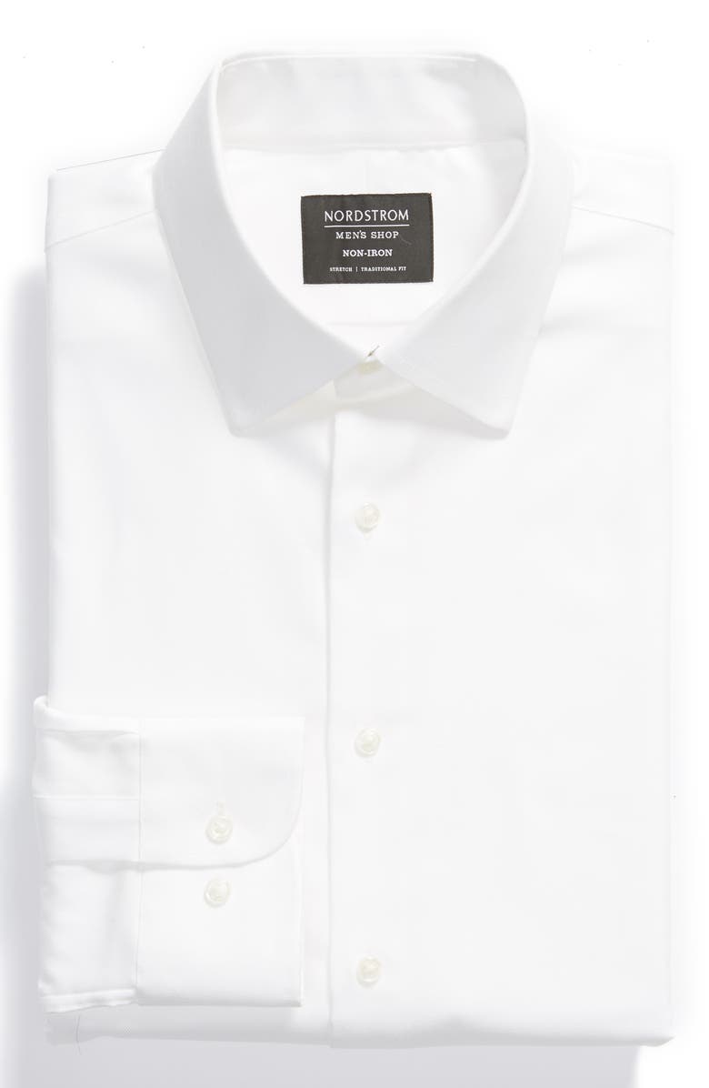 Nordstrom Traditional Fit Non-Iron Solid Stretch Dress Shirt, Alternate, color, 