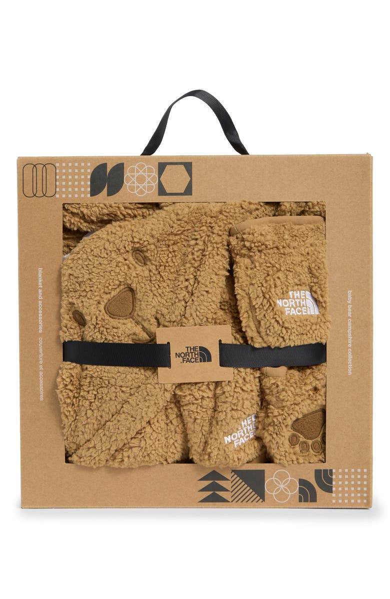 The North Face Campshire Faux Fur Blanket, Hat, Mittens & Booties Set, Alternate, color, Teddy Brown