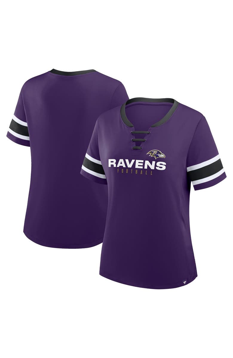 FANATICS Women's Fanatics Purple Baltimore Ravens Redzone Draw Play Athena Lace-Up T-Shirt, Main, color, Purple