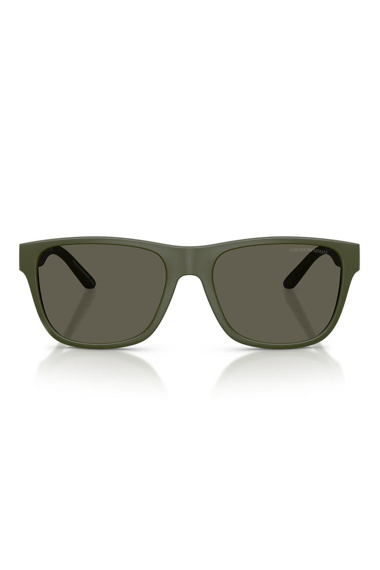 56mm Square Sunglasses, Main, color, MATTE GREEN / DARK BROWN