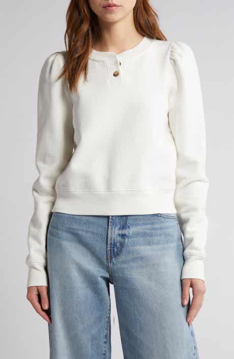 Femme Cotton Blend Henley Sweatshirt