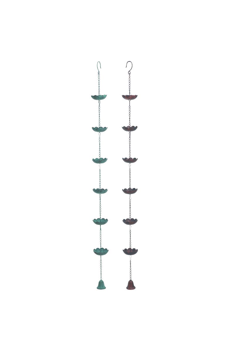 Transpac Metal Flower Rain Chain Set of 2 Multicolored Spring Outdoor Decor for Gardens Patios Perfect Gift Idea, Main, color, Multicolored