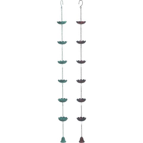 Metal Flower Rain Chain Set of 2 Multicolored Spring Outdoor Decor for Gardens Patios Perfect Gift Idea