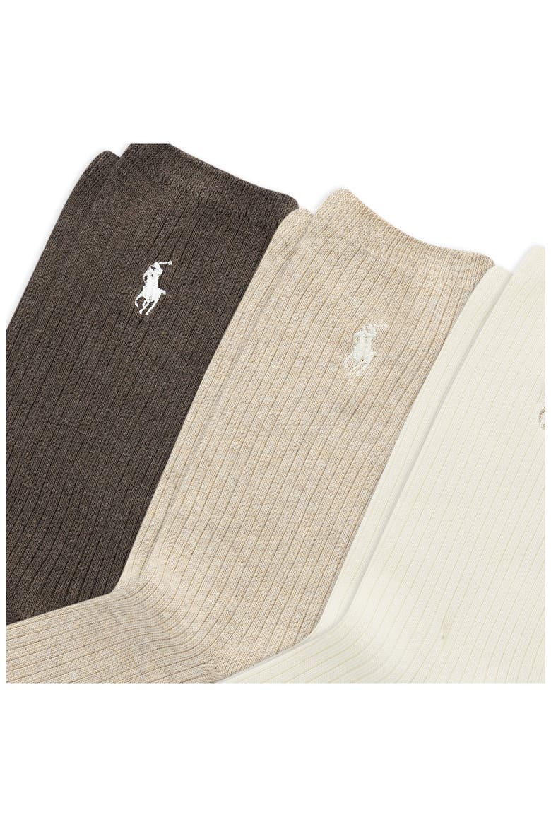 3-Pack Rib Crew Socks, Alternate, color, IVORY