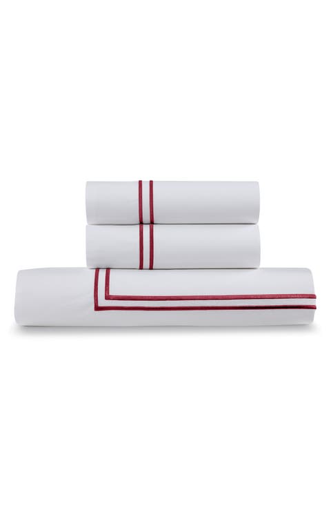 Cotton Percale 3-Piece Duvet Set with Satin Stitching