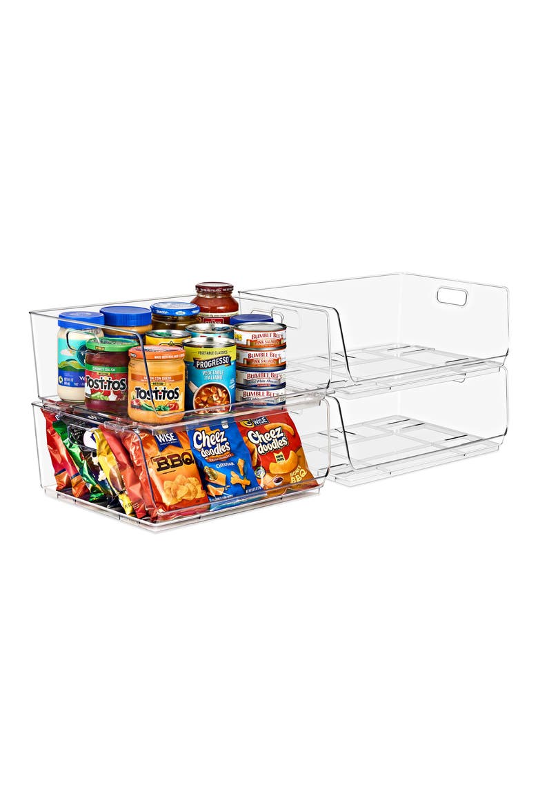 Set of Clear Stackable Storage Bins, Alternate, color, NO COLOR