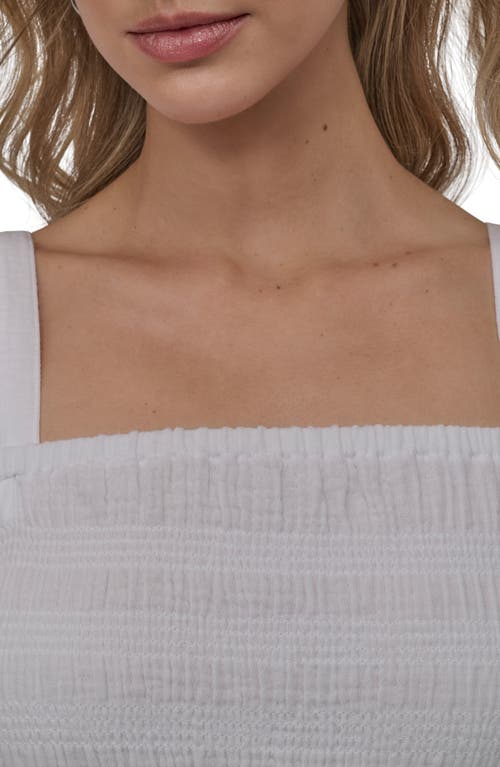 Dkny Jeans Ruffle Strap Smocked Cotton Crop Top