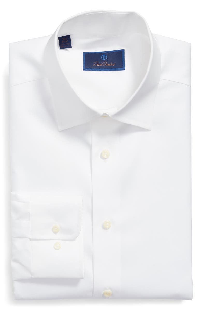 David Donahue Regular Fit Superfine Twill Dress Shirt, Alternate, color, White