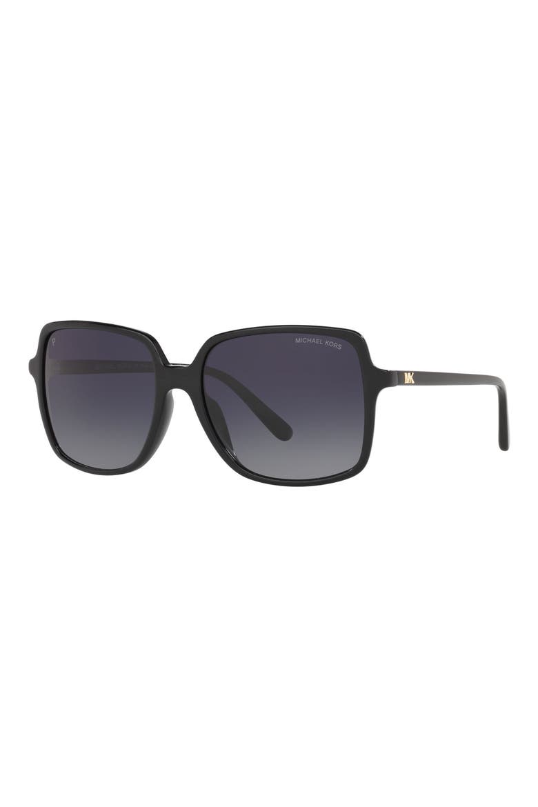 56mm Polarized Gradient Square Sunglasses, Alternate, color, BLACK