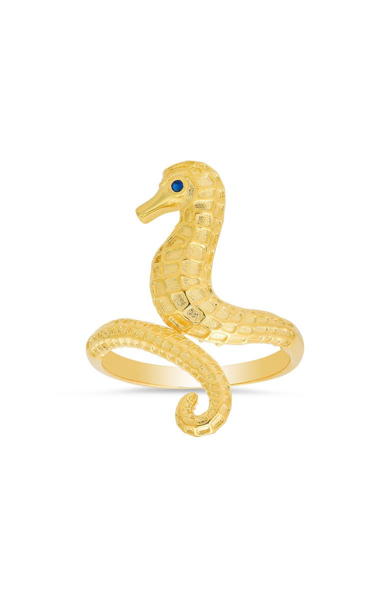 Queen Jewels Sterling Silver Seahorse Ring, Main, color, Gold
