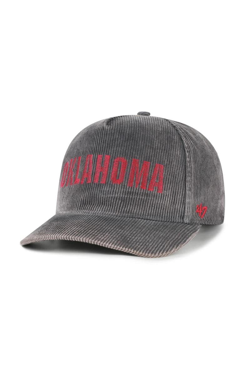 '47 Men's '47 Gray Oklahoma Sooners Reclaim Snow Wash Corduroy Hitch Adjustable Hat, Main, color, Gray