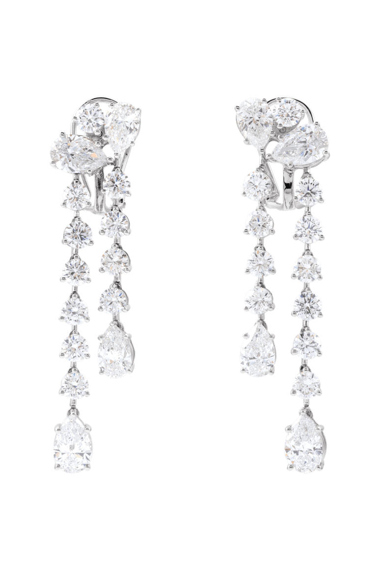 9 1/2 CT Lab-Grown Diamond Dangle Earrings in 14K Gold, Main, color, White