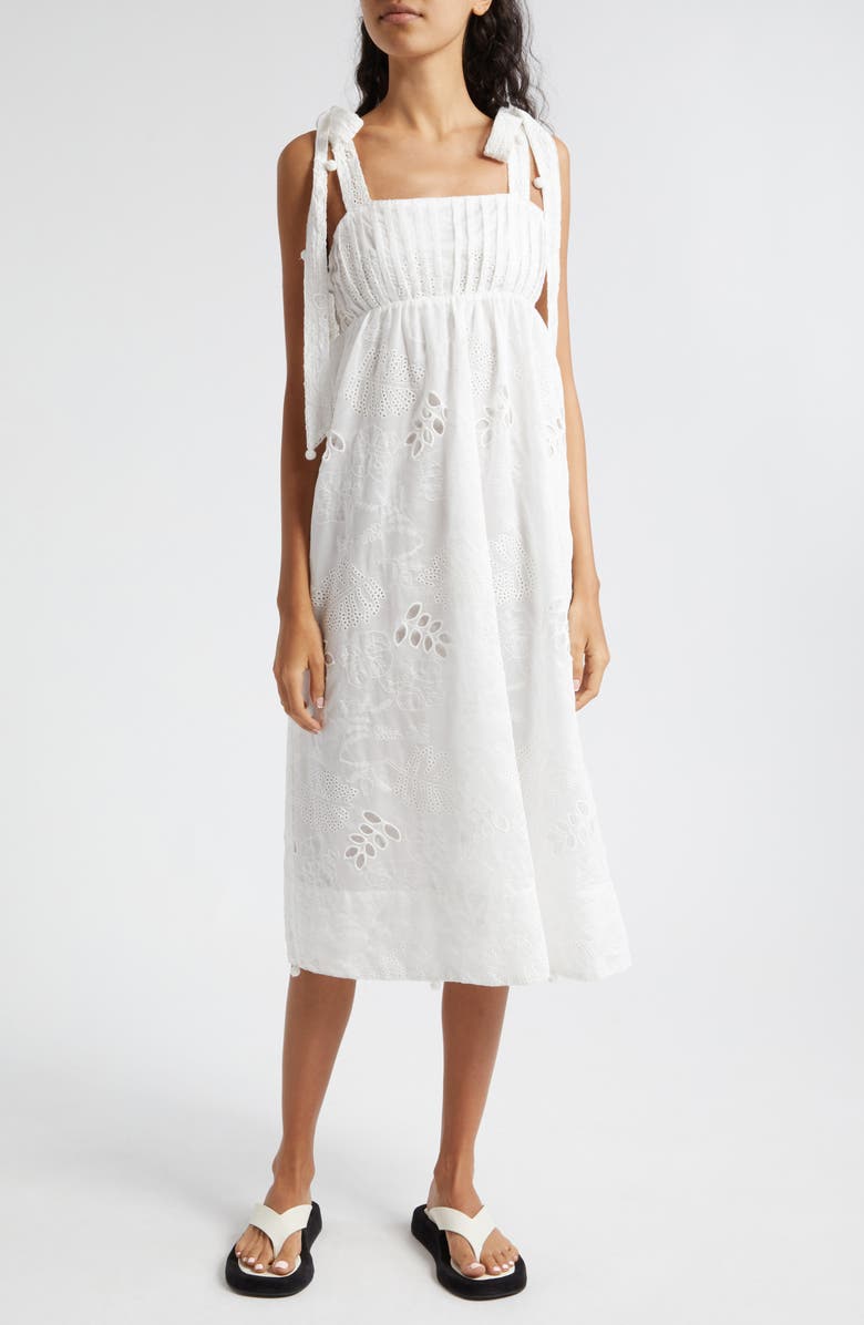 FARM Rio Eyelet Embroidered Midi Dress, Main, color, 