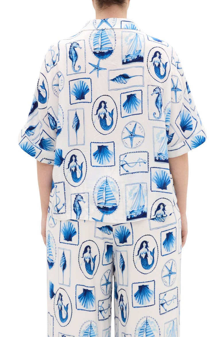 Liana Postcard Print Button-Up Shirt, Alternate, color, AMALFI POSTCARD