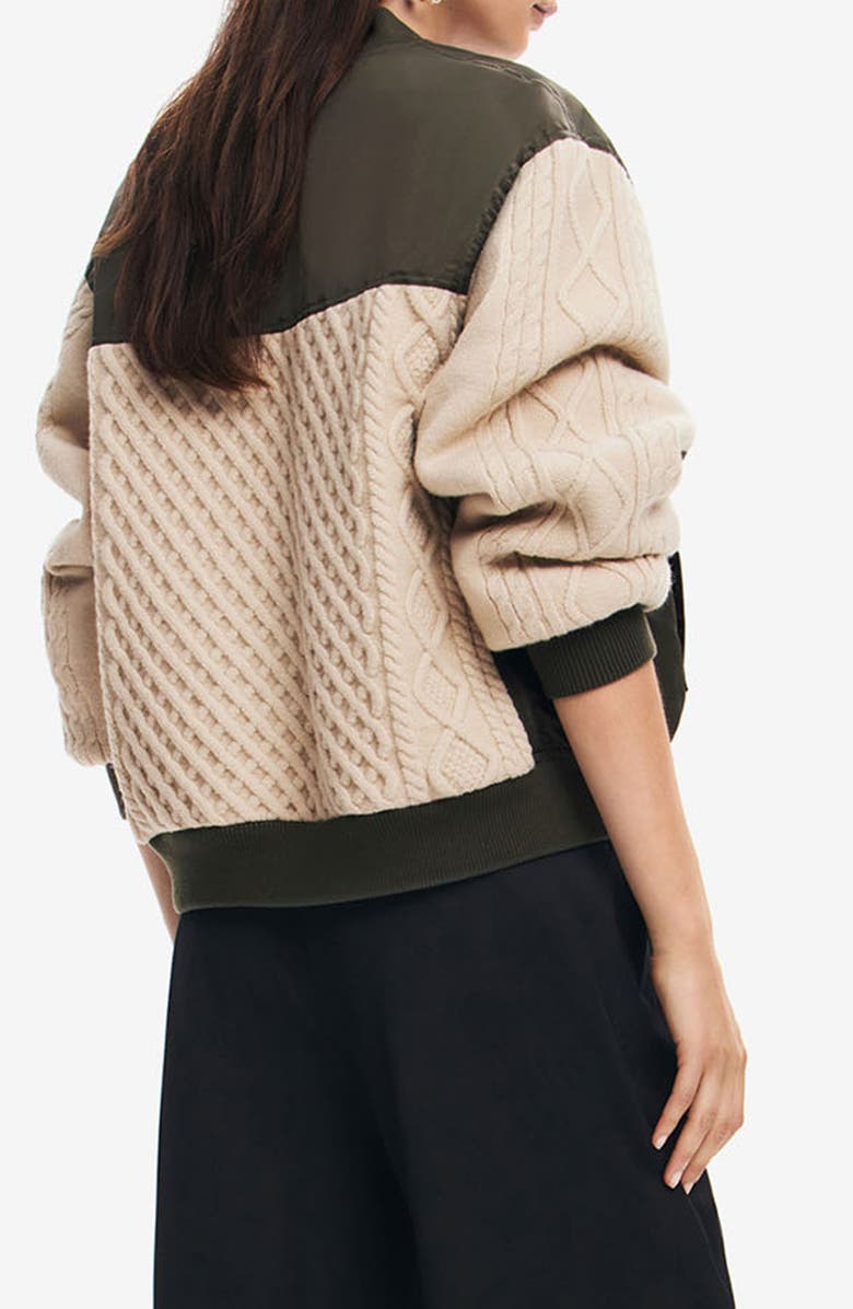 Desigual Bucharest Mix Media Bomber Jacket, Alternate, color, 