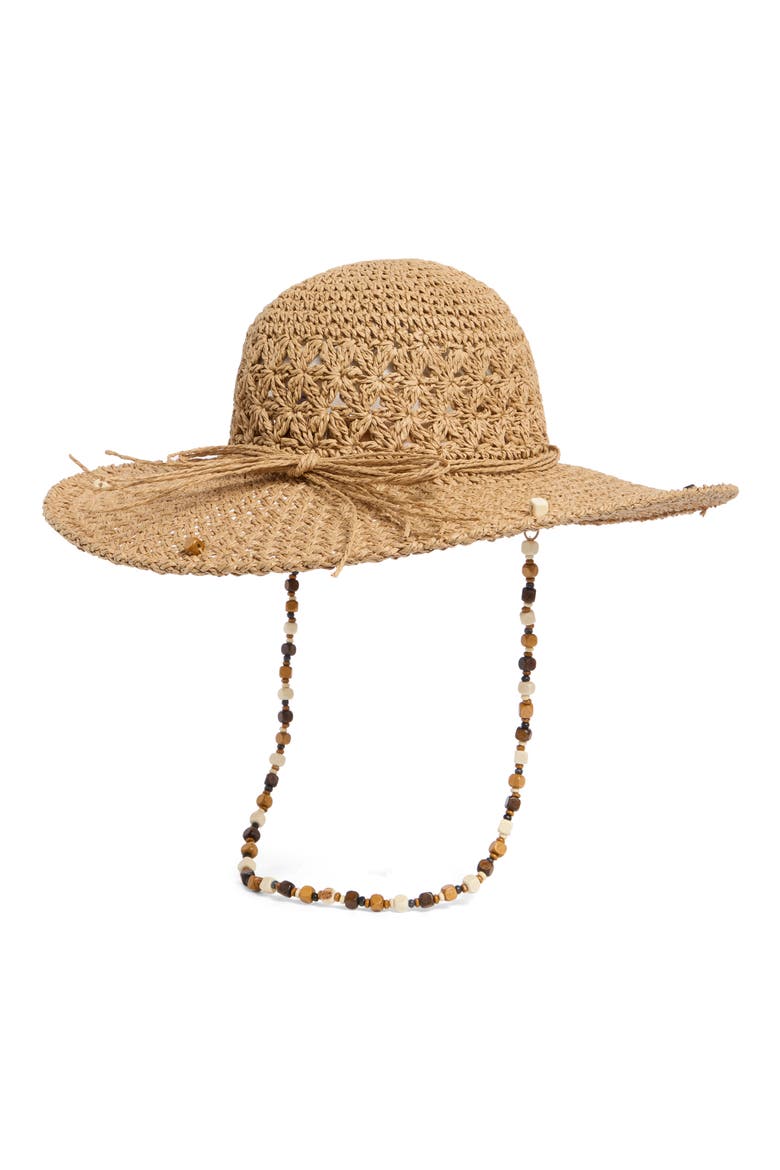 Beaded Straw Hat, Alternate, color, TAN