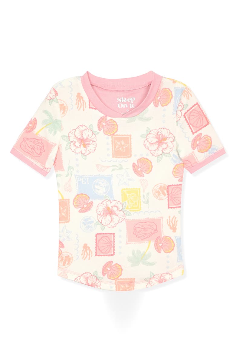 SLEEP ON IT Kids' Snug Fit Long Pajamas & Scrunchie Set, Alternate, color, Pink Multi