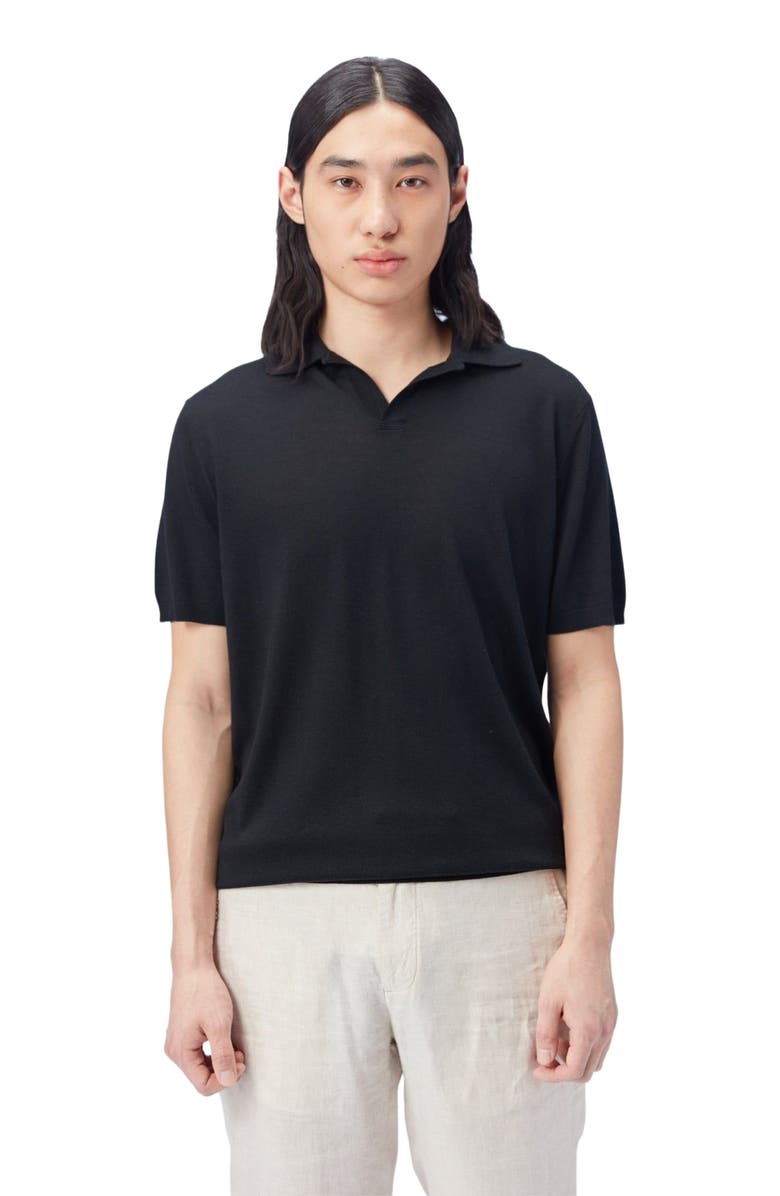 GOBI Mongolian Cashmere Silk Cashmere Polo Shirt, Main, color, Black