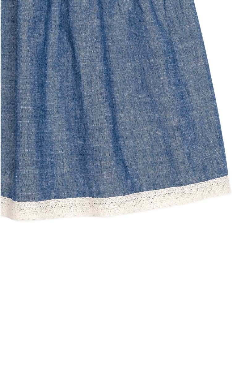 Hope & Henry Baby Girls' Organic Crochet Trim Chambray Dress, Infant, Alternate, color, Chambray