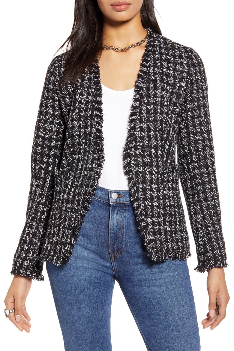 Tweed Jacket, Main, color, BLACK- IVORY TWEED