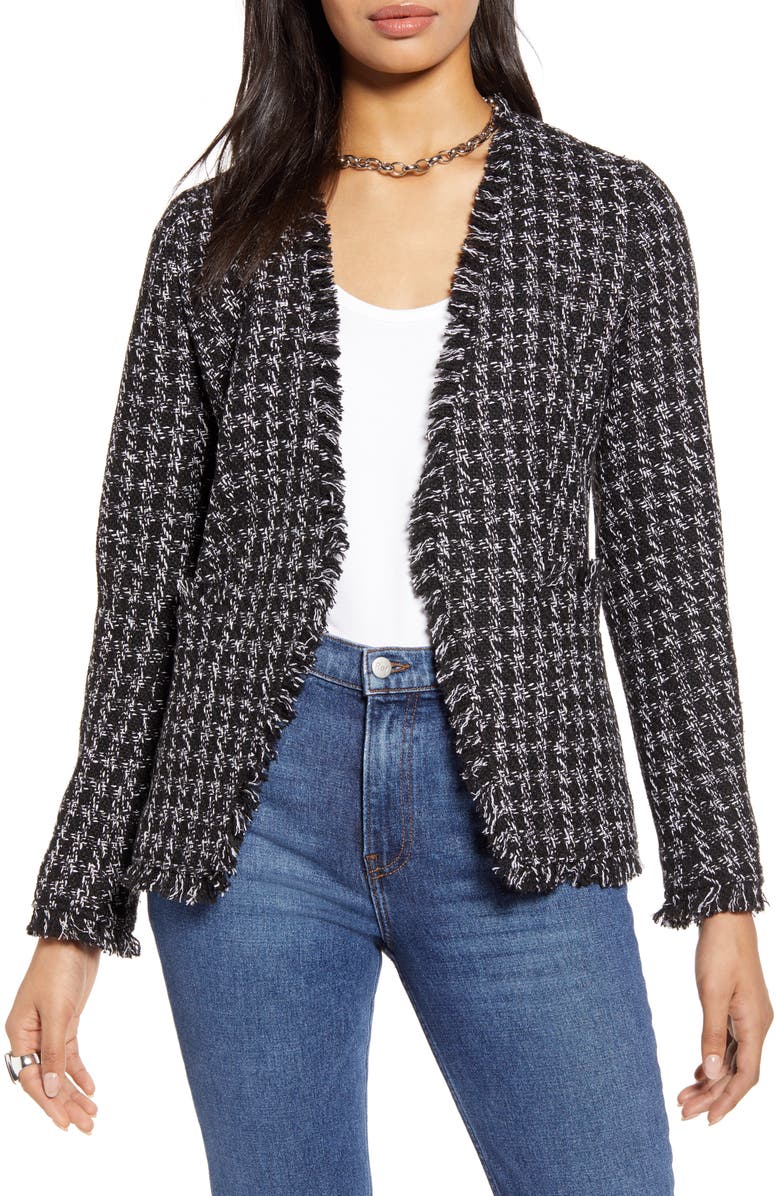 Halogen<sup>®</sup> Open Front Tweed Jacket, Main, color, 