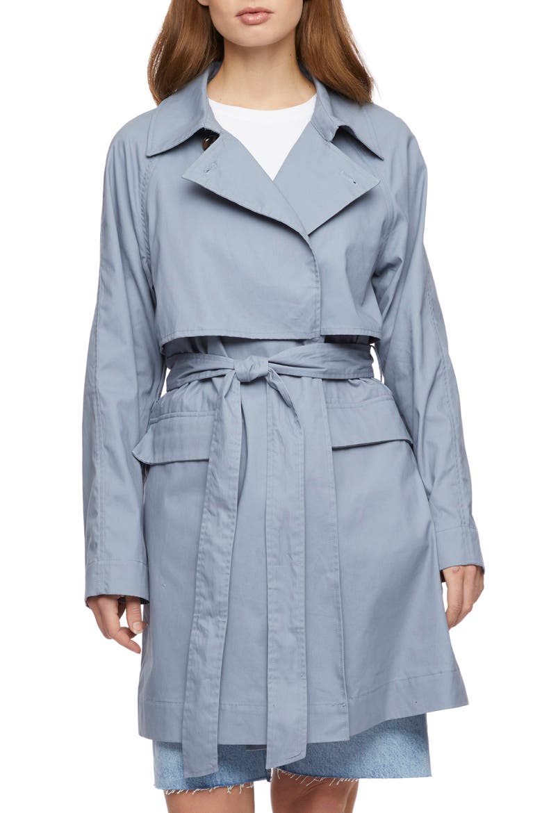 Cotton Twill Trench Coat, Main, color, DUSTY BLUE