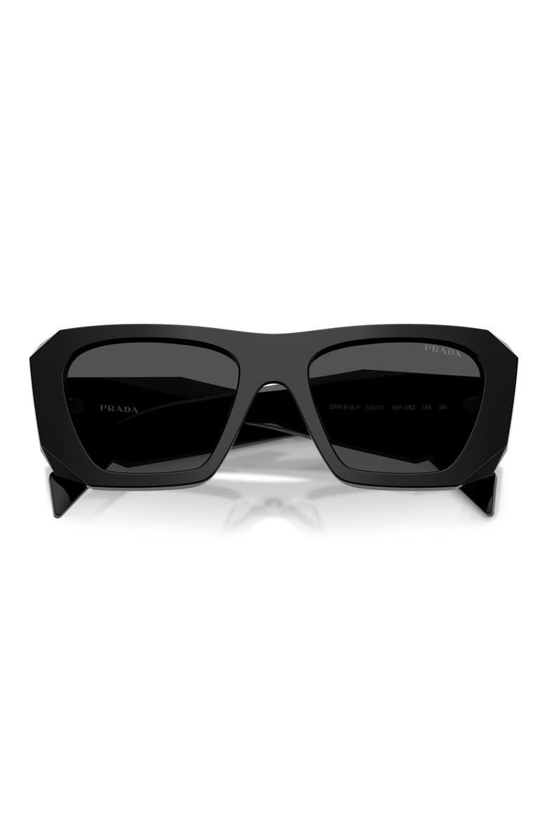 53mm Square Sunglasses, Alternate, color, BLACK / DARK GREY