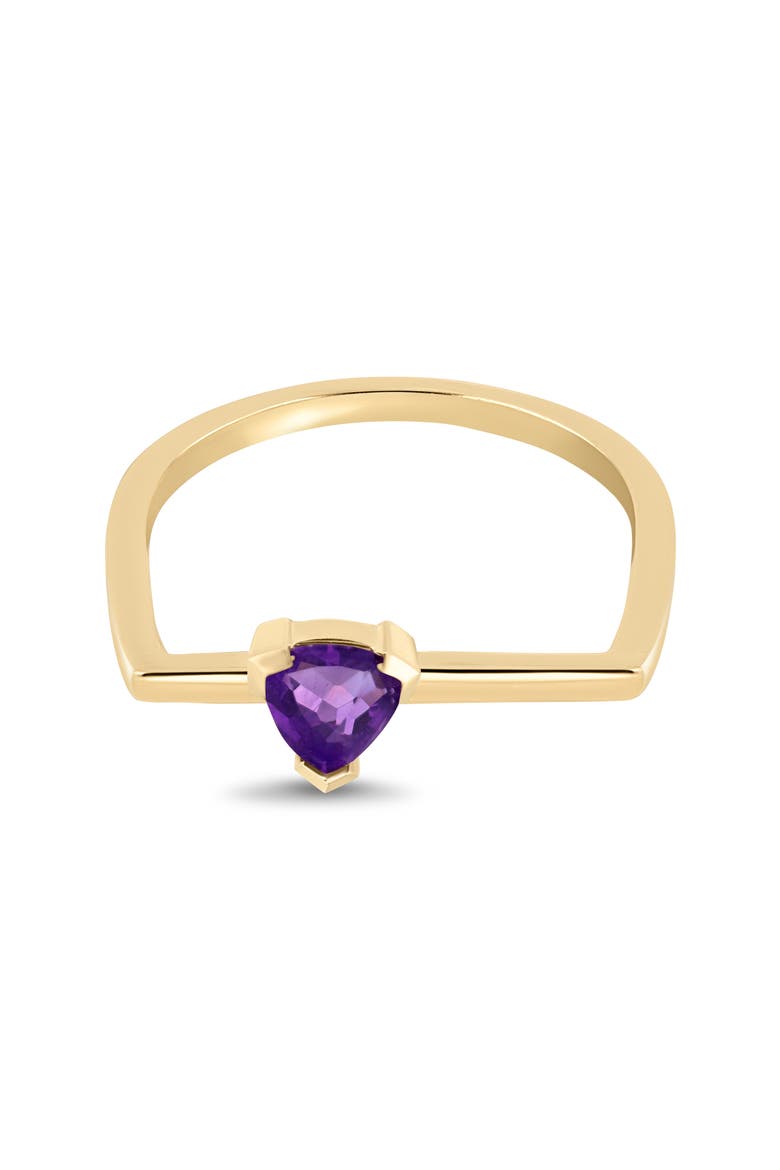 14K Purple Amethyst Trillion Stackable Ring (Online Trunk Show), Alternate, color, 14K YELLOW GOLD/AMETHYST