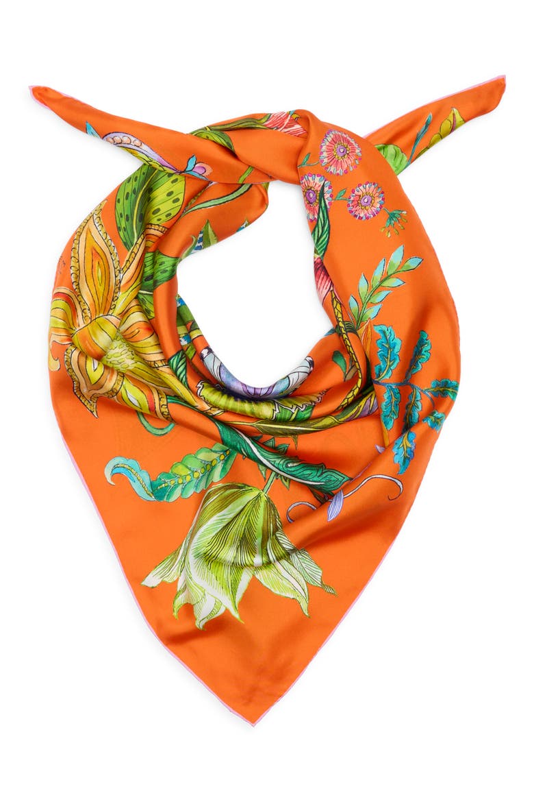 Sunkissed Silk Square Scarf, Alternate, color, TANGERINE