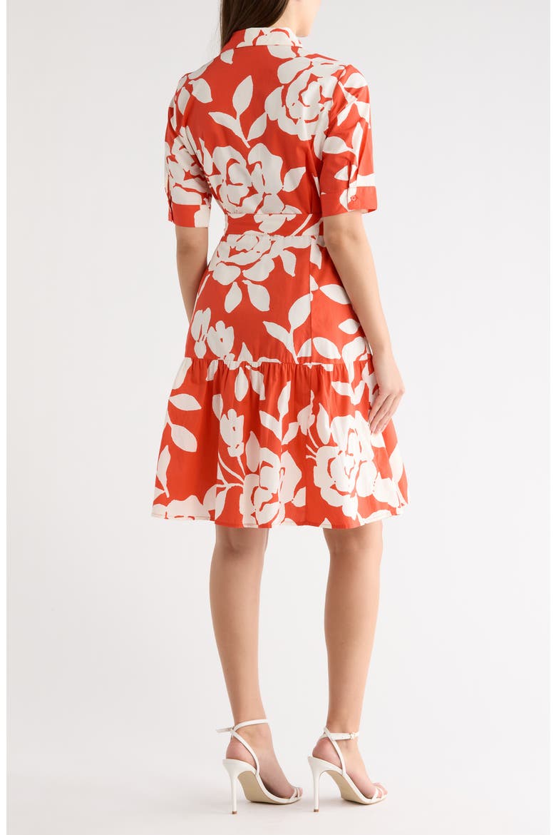 Floral Short Sleeve Cotton Shirtdress, Alternate, color, GINGER/ CREAM