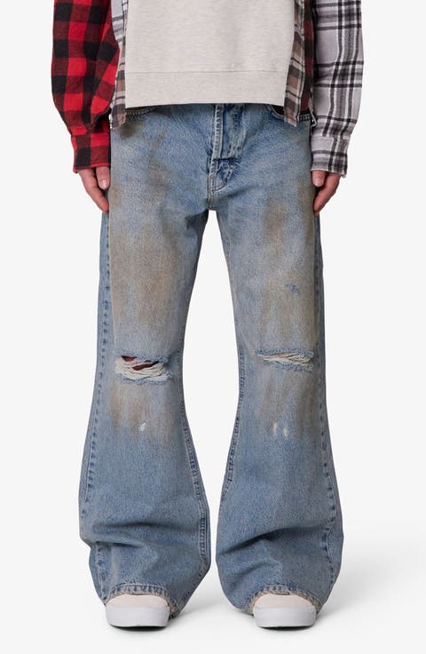 Ripped & Distressed Kick Flare Jeans