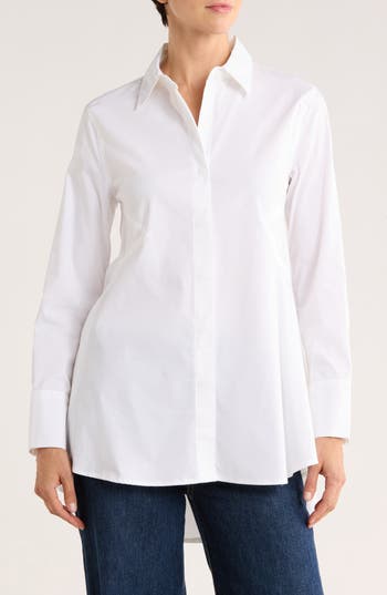 Truth Long Sleeve Woven Button-up Shirt In White