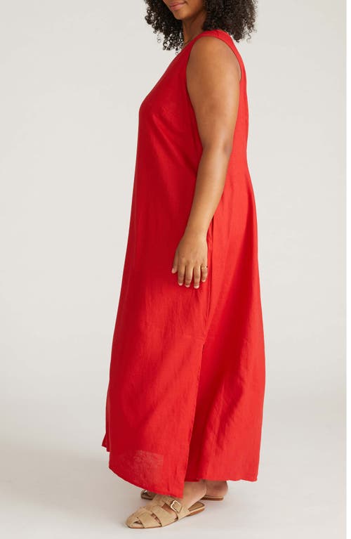 Universal Standard Islet Linen Blend Maxi Dress In Red