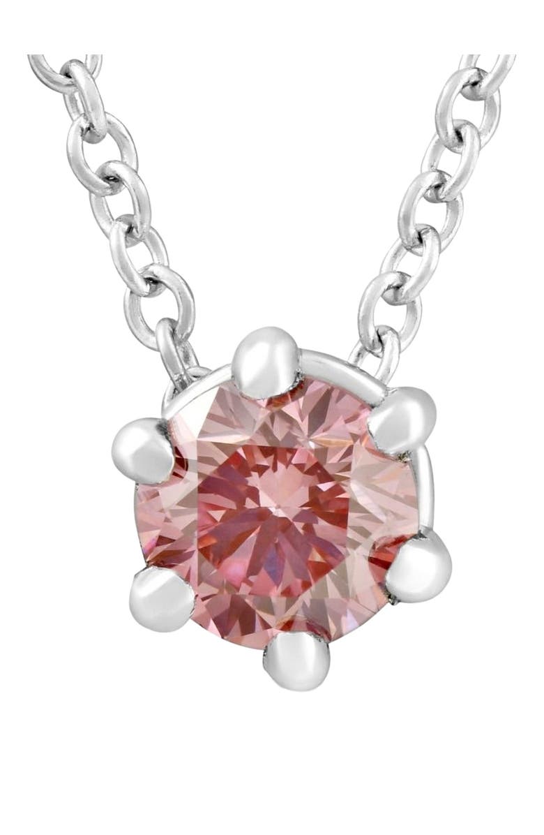 Bliss Diamond 1/4Ct Pink Diamond Solitaire Floating Pendant 14k Gold Lab Grown Necklace, Main, color, 