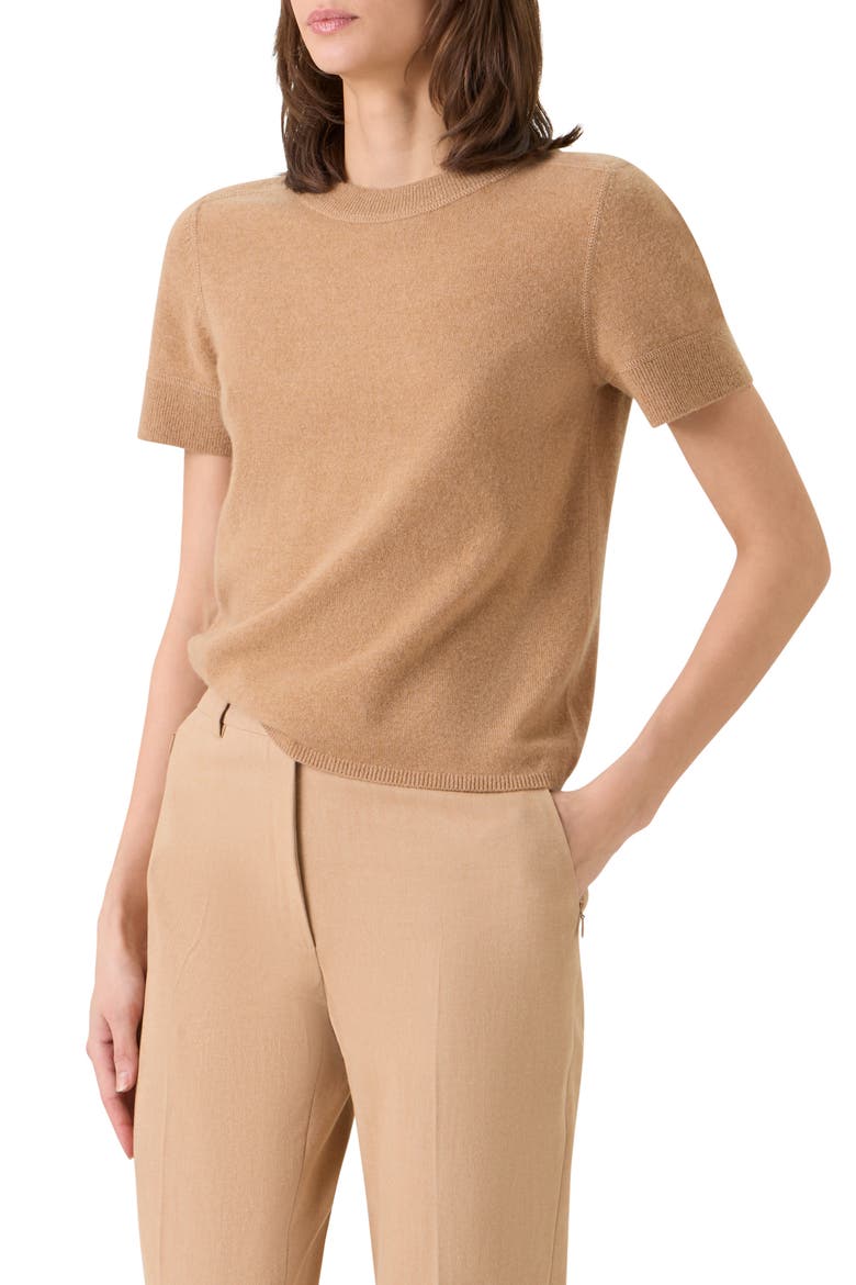 Short Sleeve Cashmere Sweater, Alternate, color, CAMEL