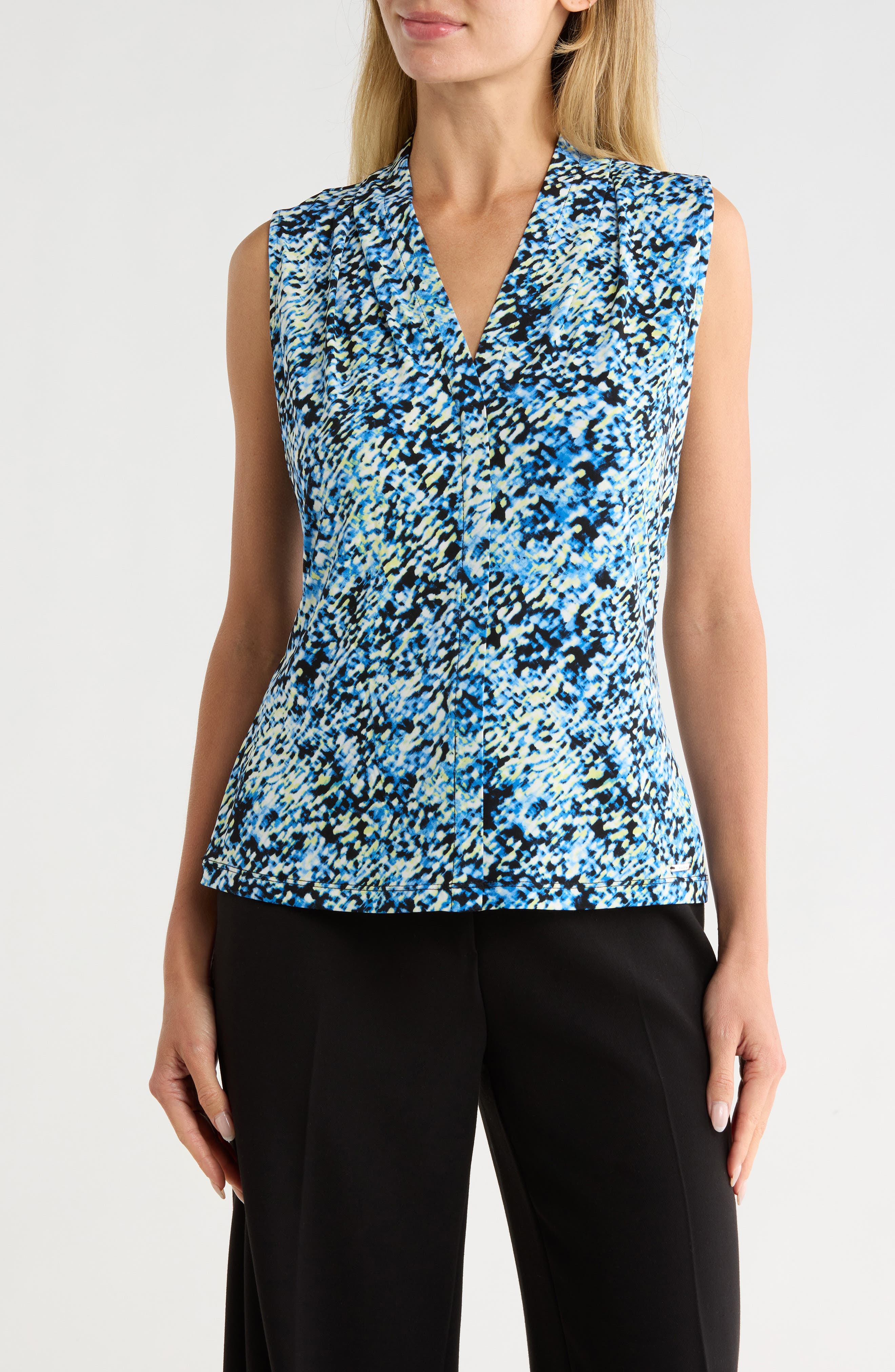 Calvin Klein V-Neck Sleeveless Jersey Top
