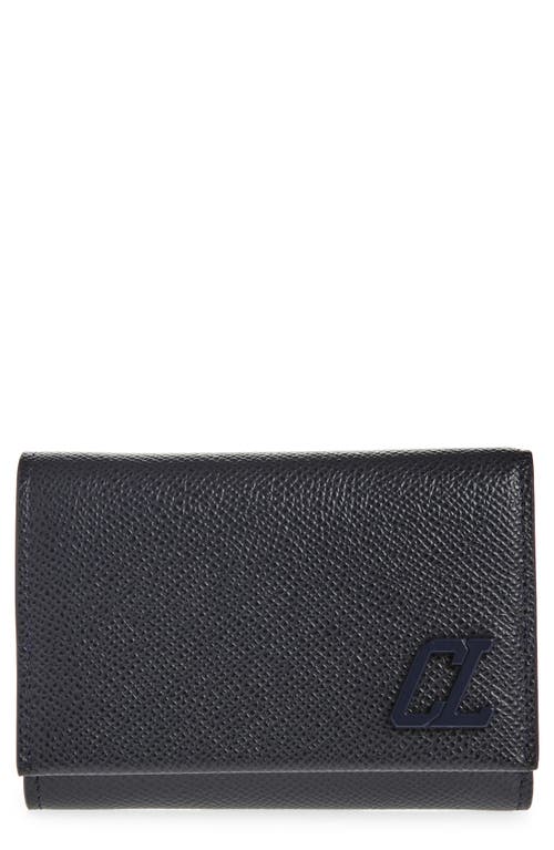 Christian Louboutin Groovy Calfskin Trifold Wallet In Navy