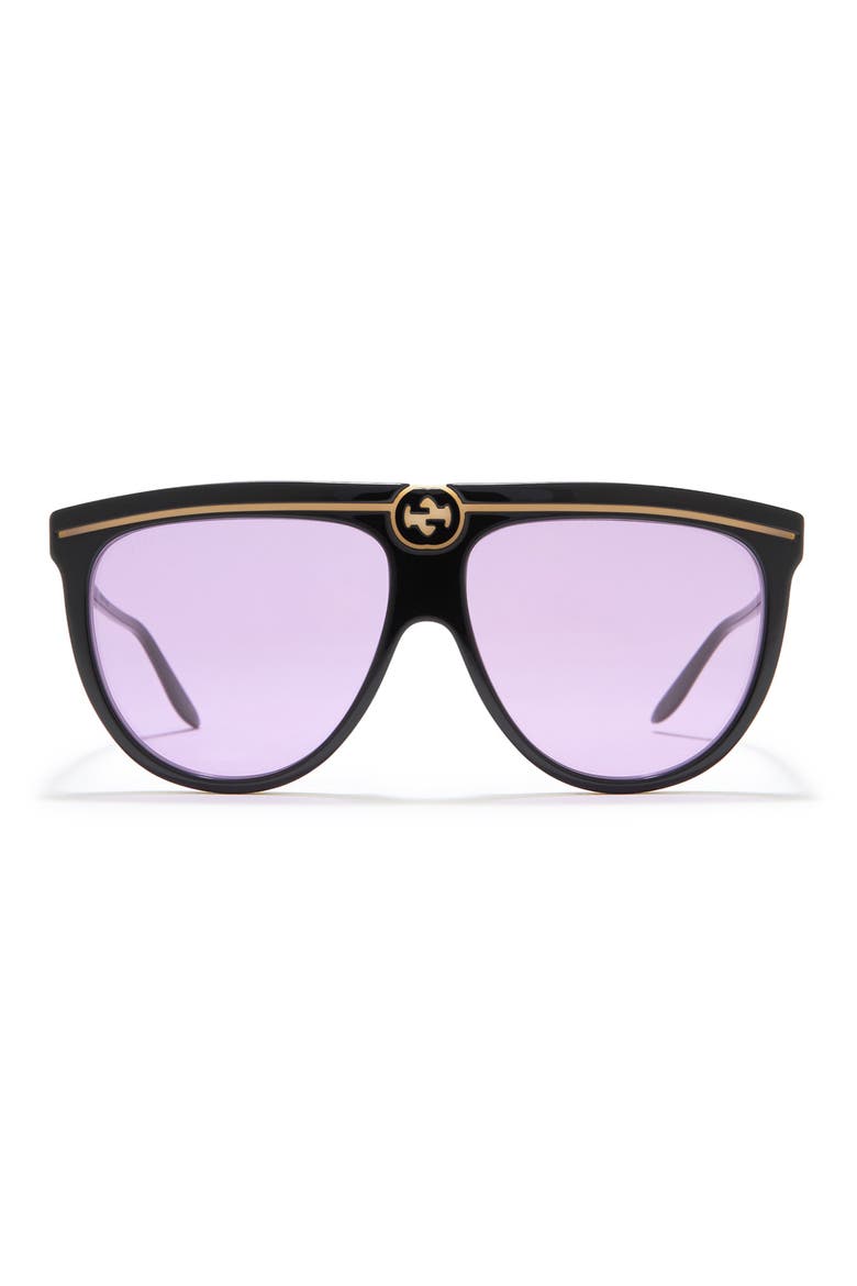 61mm Flat Top Sunglasses, Main, color, BLACK
