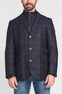 FLYNT Blue Plaid Wool Hybrid Sport Coat with Removable Bib