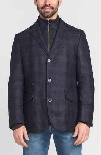 Blue Plaid Wool Hybrid Sport Coat with Removable Bib