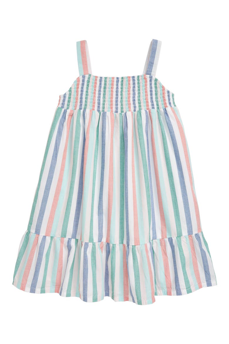 Rainbow Stripe Sundress, Main, color, WHITE- MULTI VERTICAL STRIPE