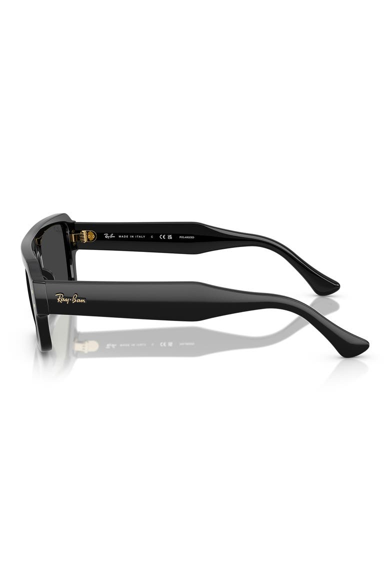 53mm Flacko Polarized Rectangle Sunglasses, Alternate, color, BLACK / POLAR BLACK
