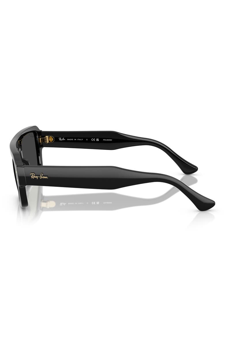 Ray-Ban 53mm Flacko Polarized Rectangle Sunglasses, Alternate, color, Black / Polar Black