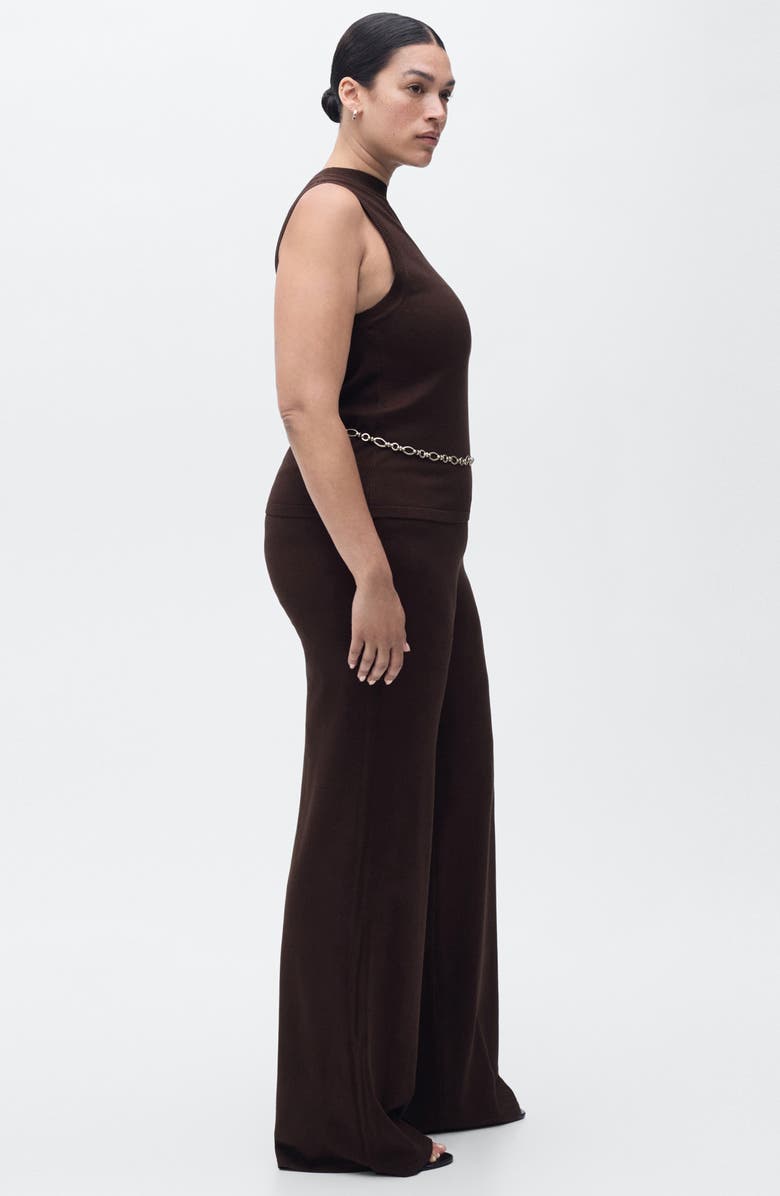 MANGO High Waist Wide Leg Knit Pants, Alternate, color, Chocolate